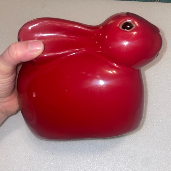Red Ceramic Rabbit Figurine - Picture 8 of 8
